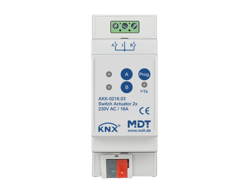 MDT Technologies Schaltaktor AKK 2-fach 2TE Reiheneinbaugerä – Produktbild 1 (Hersteller)