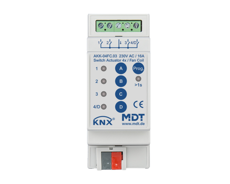 MDT Technologies Schaltaktor 4-fach, Kompakt Fancoil, AKK-04 – Produktbild 1 (Hersteller)