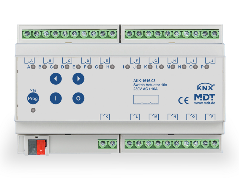 MDT Technologies Schaltaktor AKK 16-fach 8TE Reiheneinbauger – Produktbild 1 (Hersteller)