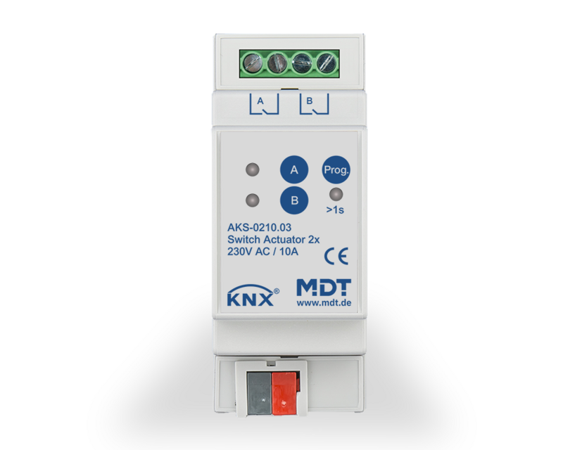 MDT technologies Schaltaktor 2-fach 2TE Reiheneinbaugerät, 1 – Produktbild 1 (Hersteller)