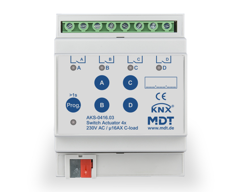 MDT Technologies Schaltaktor 4-fach 4TE Reiheneinbaugerät, 1 – Produktbild 1 (Hersteller)