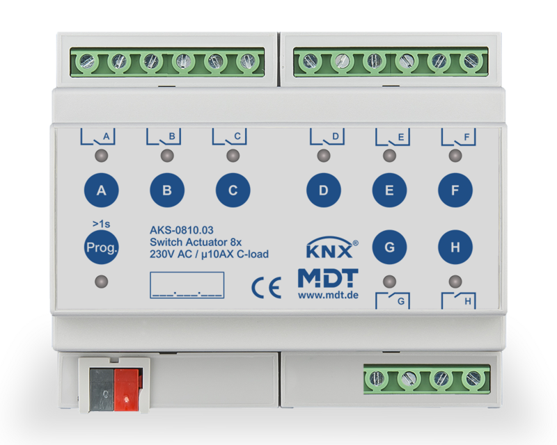 MDT Technologies Schaltaktor AKS 8-fach 6TE Reiheneinbaugerä – Produktbild 1 (Hersteller)