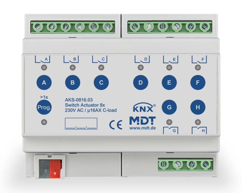 MDT Technologies Schaltaktor AKS Standard 8-fach, 6TE Reihen – Produktbild 1 (Hersteller)