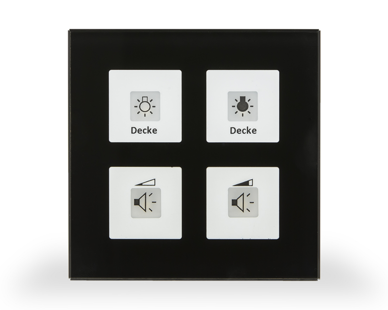 MDT Technologies KNX RF+ Funk Glastaster 4-fach, schwarz, RF – Produktbild 1 (Hersteller)
