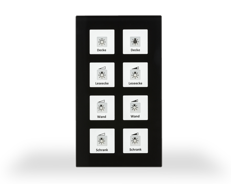 MDT Technologies KNX RF+ Funk Glastaster 8-fach, schwarz, RF – Produktbild 1 (Hersteller)