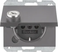 Berker SCHUKO-Steckdose anthrazit/matt Steckklemme, Schloss 47637006