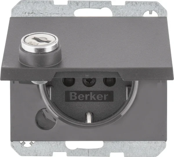 Berker Berker SCHUKO-Steckdose anthrazit/matt Steckklemme, Schloss 47637006