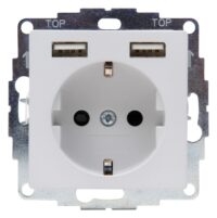 Kopp 296234006 HK07  UP-Schutzkontakt Steckdose m.2 USB-Ladebuchsen Farbe:grau