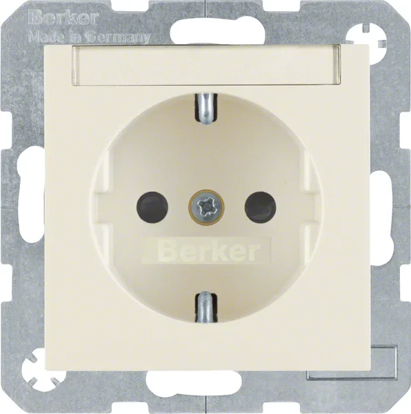 Berker Berker SCHUKO-Steckdose weiß/gl mit Beschriftungsfeld 47498982