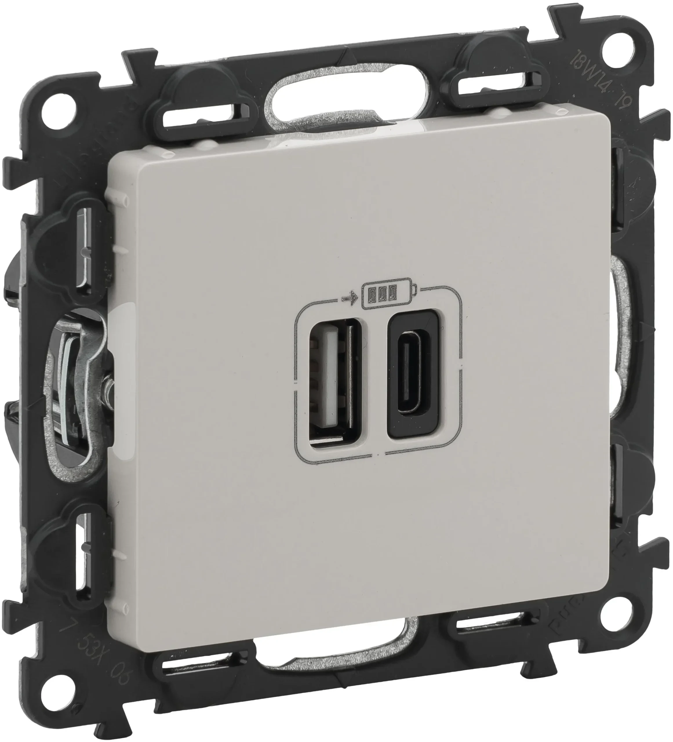Legrand Legrand 753206 USB-A+C 2-fach Lade- steckdose 2M 3A Valena Life mandelweiß
