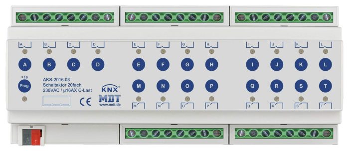 MDT Technologies Schaltaktor 20-fach 12TE REG, 16A, 230VAC, AKS-2016.03 – Bild 1