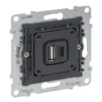 Legrand 765027 SEANO Einsatz 2-fach USB-Ladesteckdose Typ A+C mit Ladestrom 3