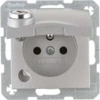 Berker Steckdose mit Erdstift S.1,alu, ma, la 6768111404