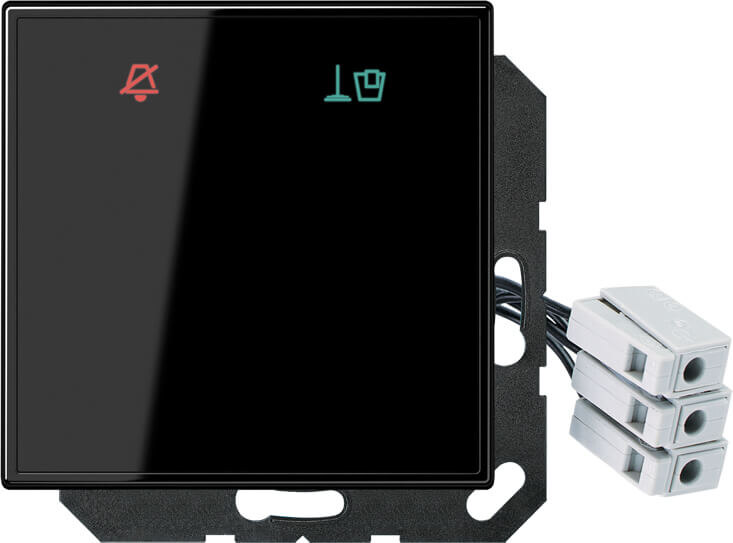Jung Jung Hotelabdeckung Glas mit LED-Einheit 24 V LS CU KO6 M 24 SW