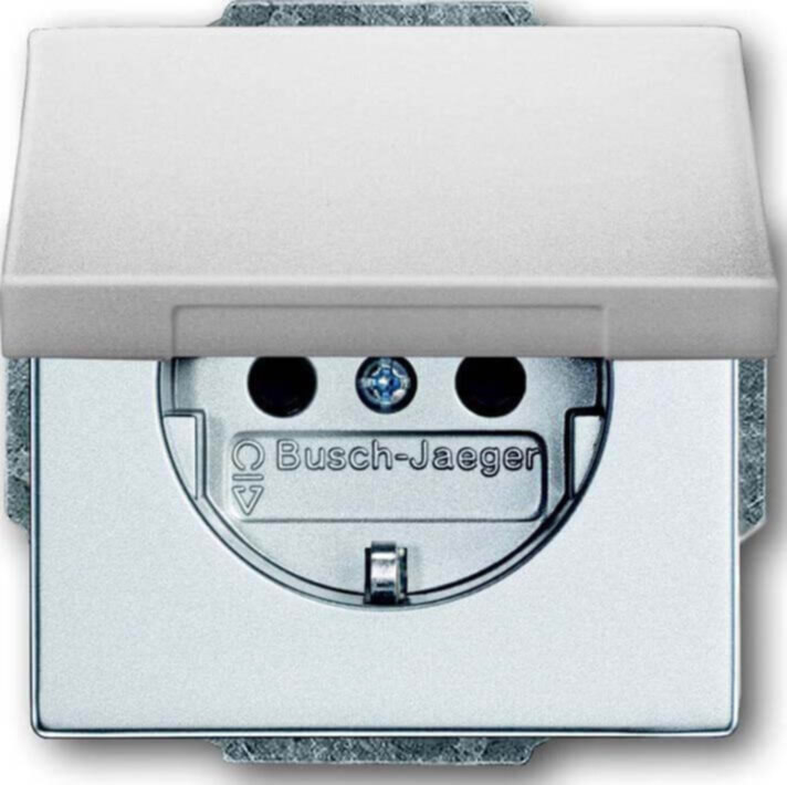 Busch-Jaeger Busch-Jaeger Steckdosen-Einsatz Aluminium-Silber mit Klappdeckel 20 EUK-83