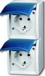 Busch-Jaeger Schuko-Steckdose 2-fach grau/bgn senkrecht 20-02 EW-53