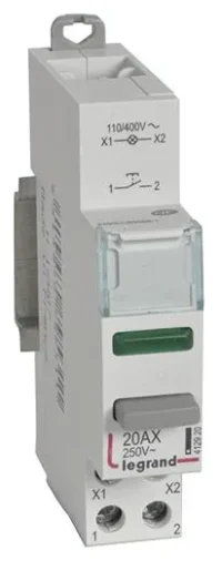 Bild vom Produkt: Legrand 412920 CX3 Taster 20A 1S+LED grün 110/400VAC AC-12 1TE