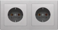 Berker SCHUKO-Steckdosenkombi. 2-fach alu/lackiert mit Rahmen 47206084