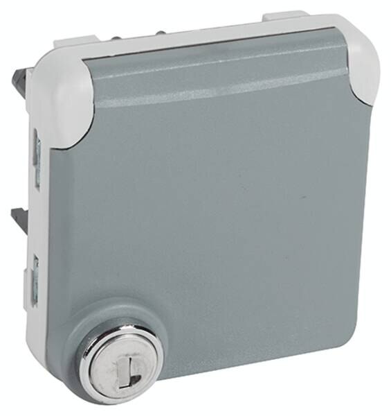 Legrand Legrand 069574 Steckdose (SL) 1-fach IP44 mit Schloss FR Modular grau Plexo55