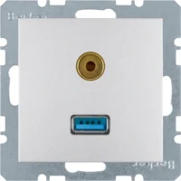 Berker Steckdose USB/3,5mm Audio aluminium matt 3315391404