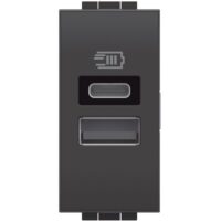 BTicino L4191AC LivingLight USB-Lade- steckdose 1M m.1xUSB-A u.1xUSB-C Anthr.