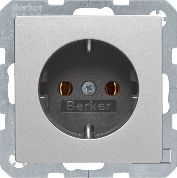 Berker Berker SCHUKO-Steckdose alu/samt mit Schraubliftklemmen 41436084