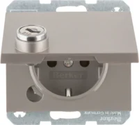 Berker SCHUKO-Steckdose Edelstahl/lackiert Steckklemme, Schloss 47637004