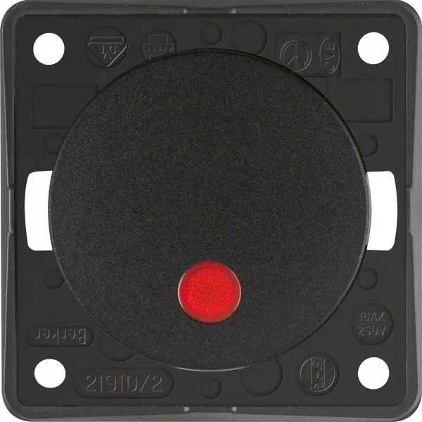 Berker Berker Kontroll-Wippschalter schwarz/gl, roter Linse 937522510