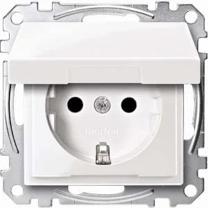 Merten Merten SCHUKO-Steckdose pws/gl Klappdeckel MEG2310-0319