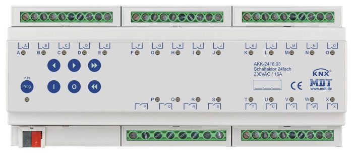 MDT Technologies Schaltaktor 24-fach 12TE REG, 16A, 230VAC AKK-2416.03 – Bild 1