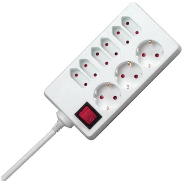Kopp Kopp 129802002 Steckdosenleiste 3+6-fach KS H05VV-F3G1,5qmm 1,4m 16A arktis