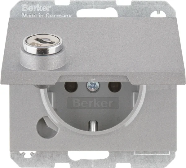 Berker Berker SCHUKO-Steckdose alu/matt Steckklemme, Schloss 47637003
