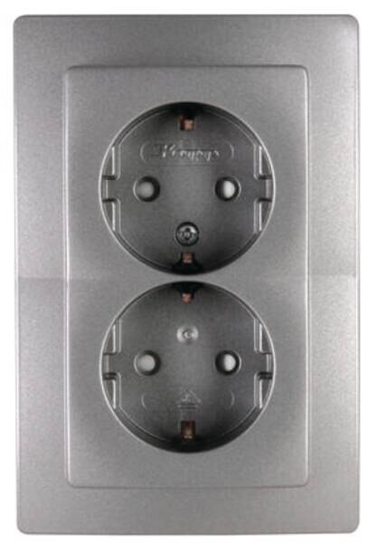 Kopp Kopp 920943085 Schuko-Steckdose 2-fach mit KiSi D60mm 16A 250V VENEDIG platin
