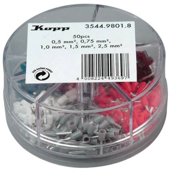 Kopp Kopp 354498018 Aderendhülsen Sortiments- box 0,5-2,5qmm mit Kunststoffkragen je50St