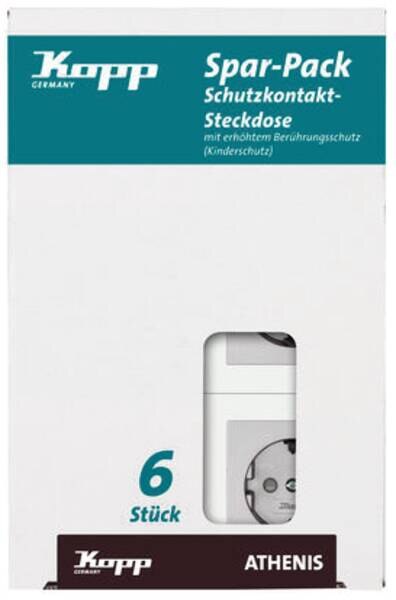 Kopp Kopp 943047058 Schutzkontaktsteckdosen 1-fach KS 16A 250V Pack:6 Athenis stahl