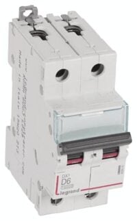 Legrand 409447 DX3 LS-Schalter D 6A 2-polig 10kA 400VAC 2TE