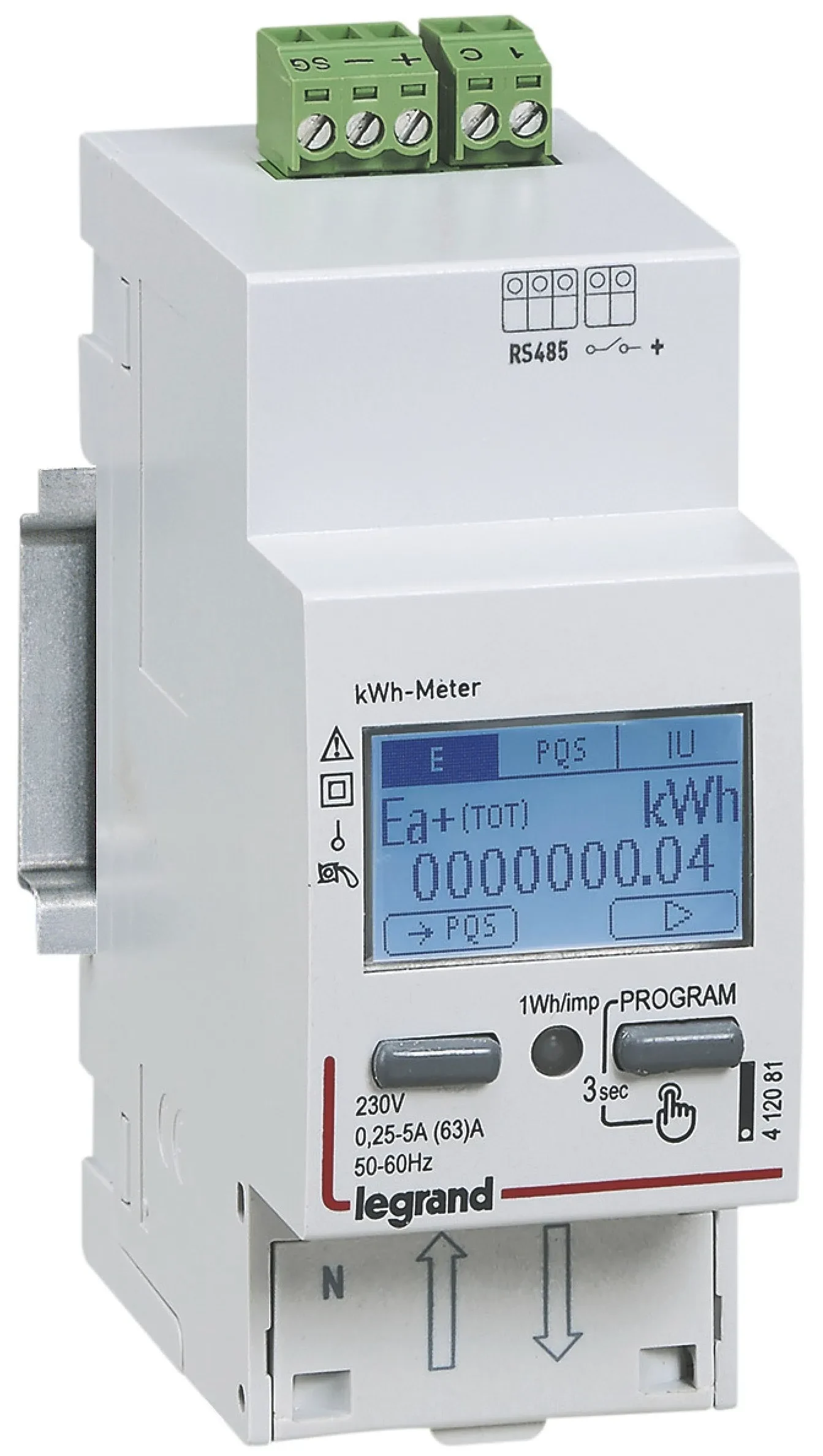 Legrand Legrand 412083 Energiezähler EMDX³ MID 63A 1-phasig Direkt RS485 2TE