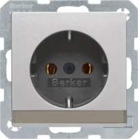 Berker SCHUKO-Steckdose alu/samt mit Beschriftungsfeld 47506084