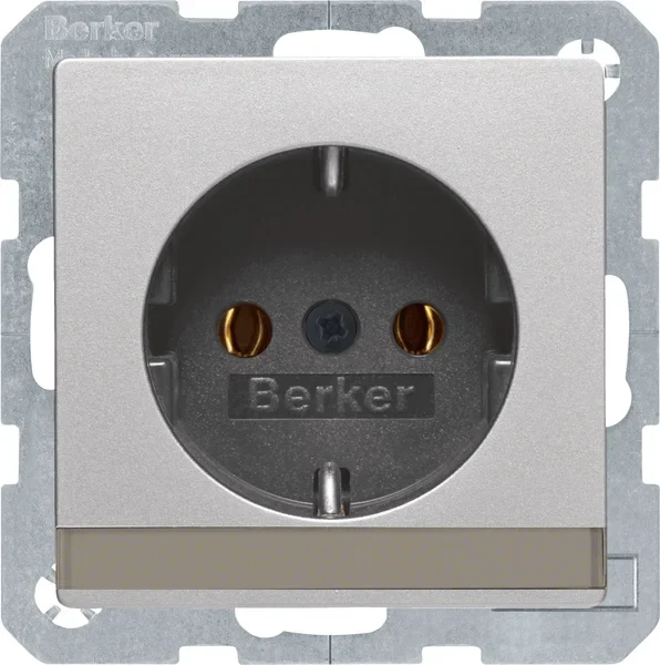 Berker Berker SCHUKO-Steckdose alu/samt mit Beschriftungsfeld 47506084