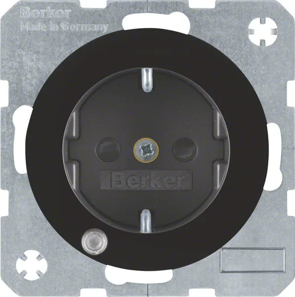 Berker Berker SCHUKO-Steckdose schwarz/glänzend Kontroll-LED 41102045