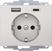 Berker Steckdose SCHUKO/USB aluminium matt, lackiert 48047003