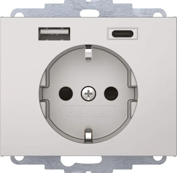 Berker Berker Steckdose SCHUKO/USB aluminium matt, lackiert 48047003