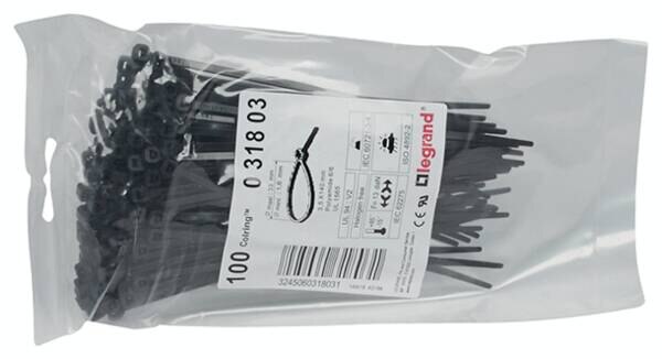 Legrand Legrand 031803 Kabelbinder Colring schwarz innenverzahnt 3,5x140mm UV-best.