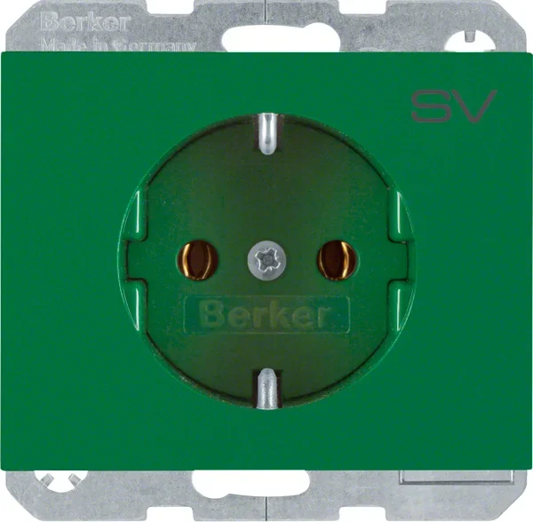 Berker Berker SCHUKO-Steckdose gn mit Aufdruck 47157113