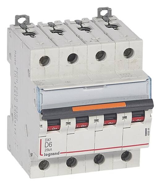 Legrand Legrand 409844 DX3 LS-Schalter D 6A 4-polig 25kA 400VAC 4TE