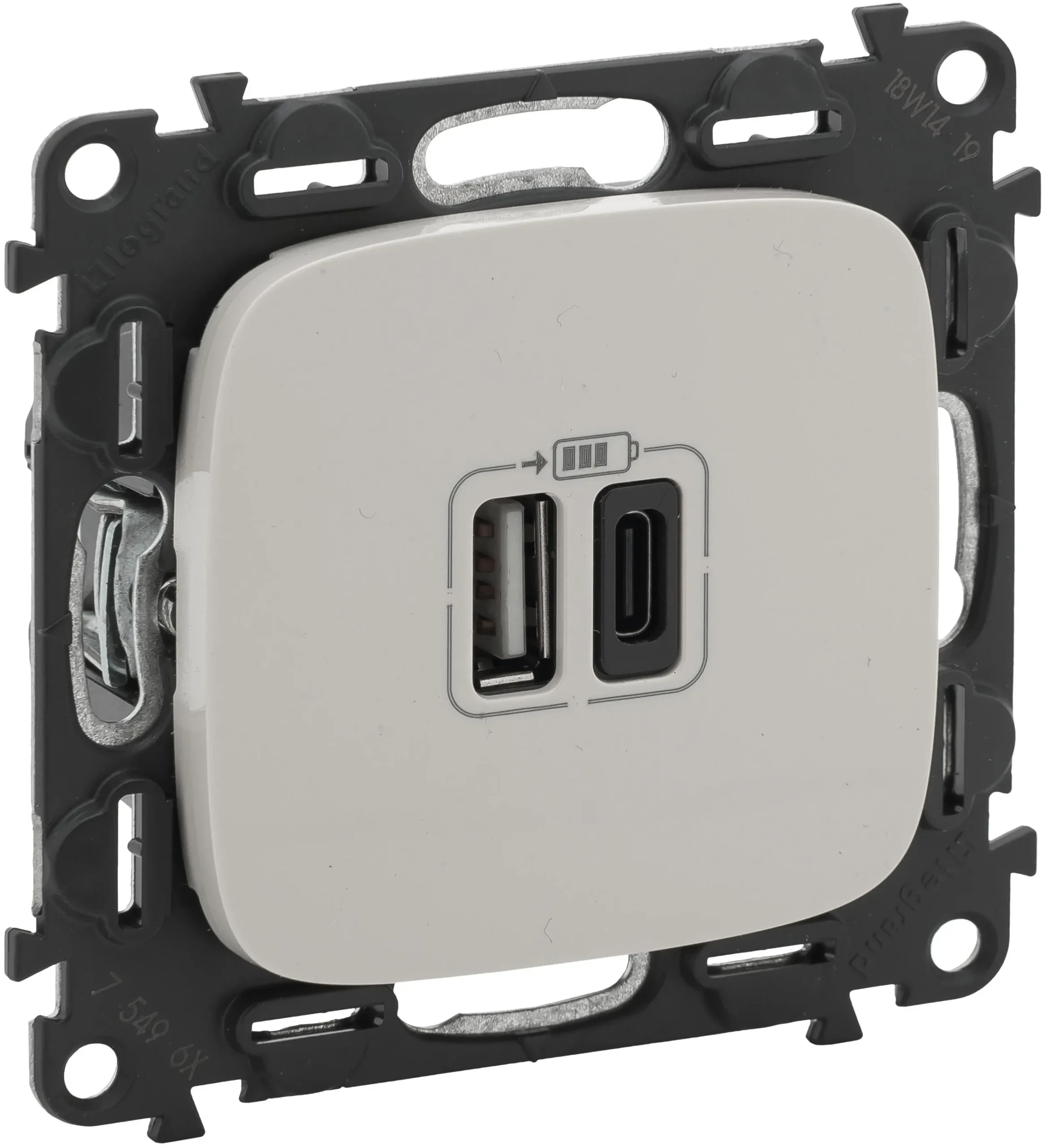 Legrand Legrand 754966 USB-A+C 2-fach Lade- steckdose 2M 3A Valena Allure mandelweiß