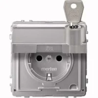 Merten SCHUKO-Steckdose alu Klappd.Schriftfeld MEG2316-7260