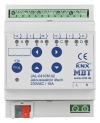 MDT Technologies Jalousieaktor JAL 4-fach mit Fahrzeitmessung, 4TE REG, 10A 230VAC, JAL-0410M.02