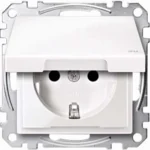 Merten SCHUKO-Steckdose polar weiß Klappdeckel IP44 MEG2314-0319