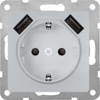 Siemens 5UB1970-0AM01 DELTA i-system alumetallic SCHUKO Steckdose m.2USB